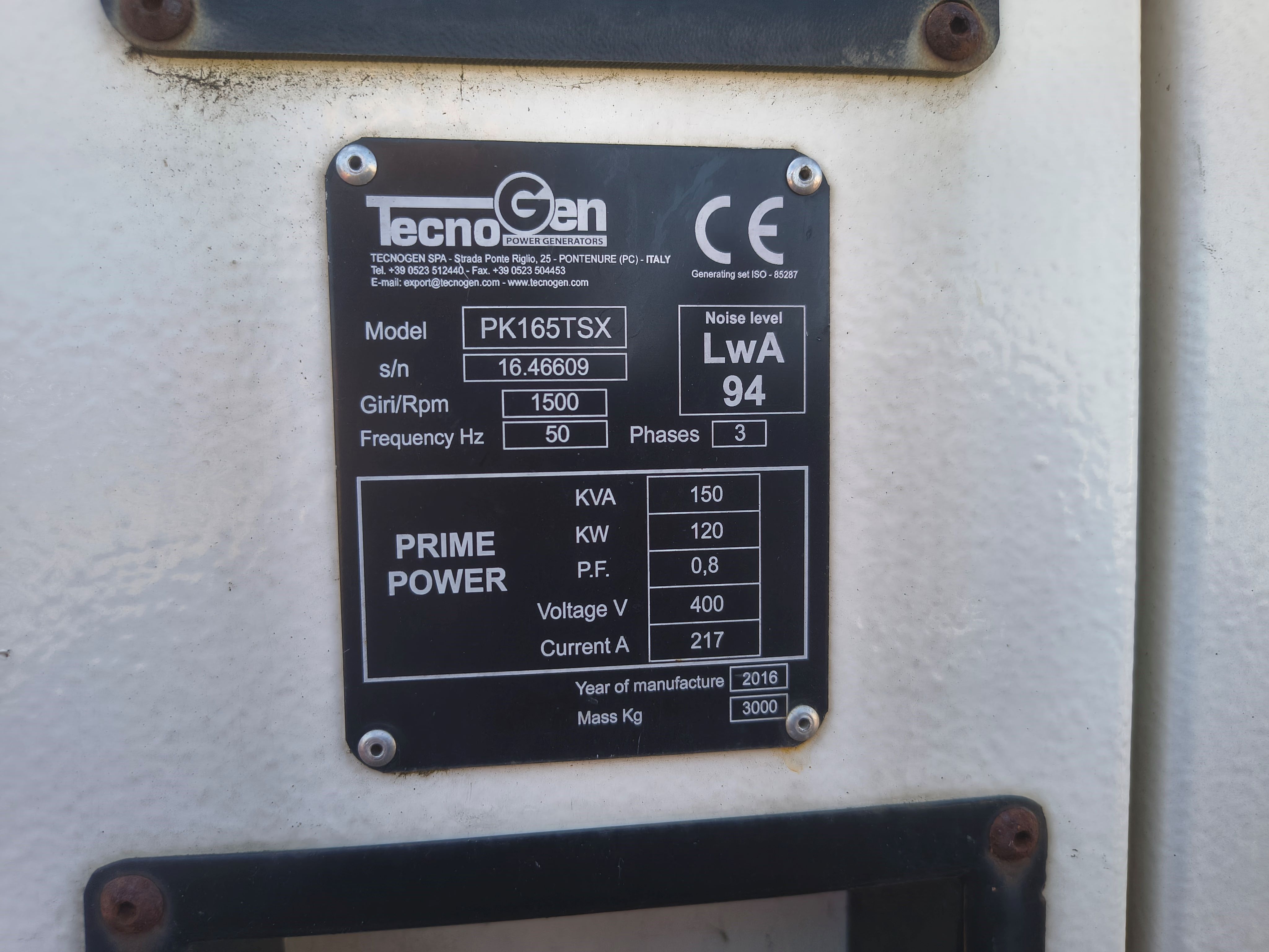 TECNO GEN 150 KW  2016
